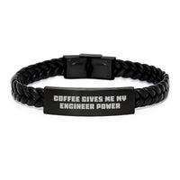 Load image into Gallery viewer, Funny Engineer Quote Interlaced Leather Bracelets, Unique Valentine's Gifts for Him, Stainless Steel and PU Leather, Engraved Engineer Power Gifts from Friends and Family - Image 1
