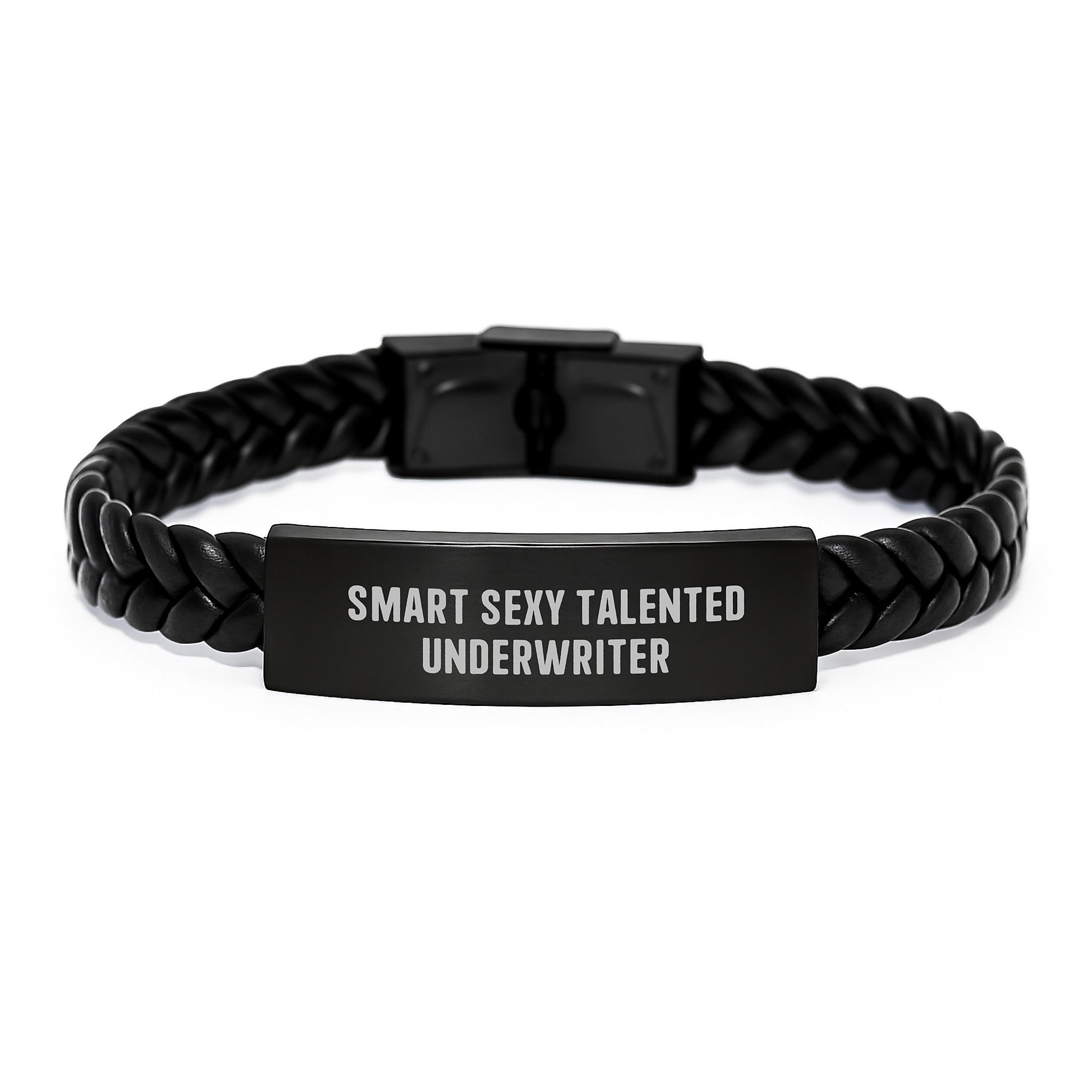 Smart Sexy Talented Underwriter Gifts for Him from Friends, Unique Underwriter Interlaced Leather Bracelet for Graduation, Underwriter Inspired Stainless Steel and PU Leather, Funny Quote - Image 1