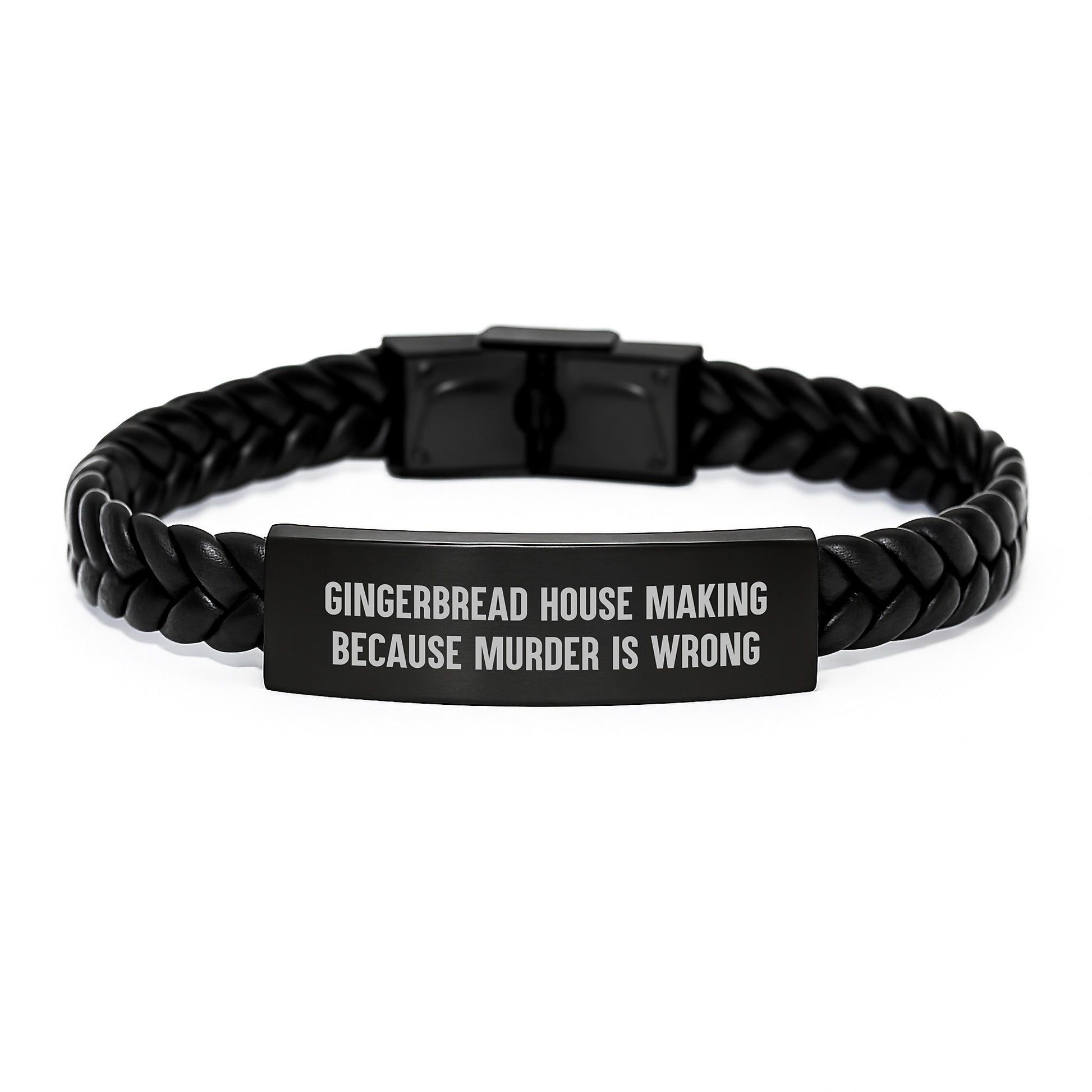 Gingerbread House Making Funny Gifts for Men from Family with Interlaced Leather Bracelet - Stainless Steel and PU Leather Combination - Gifts for Valentine's - Image 1