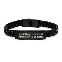 Load image into Gallery viewer, Funny Knitting Gifts for Friends, Unique Interlaced Leather Bracelet with Quote, Valentine's Unique Gifts from Men - Image 1
