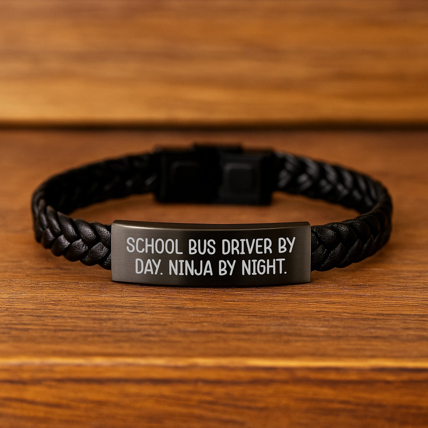 School Bus Driver Interlaced Leather Bracelet for Him Birthday Gift - Image 2