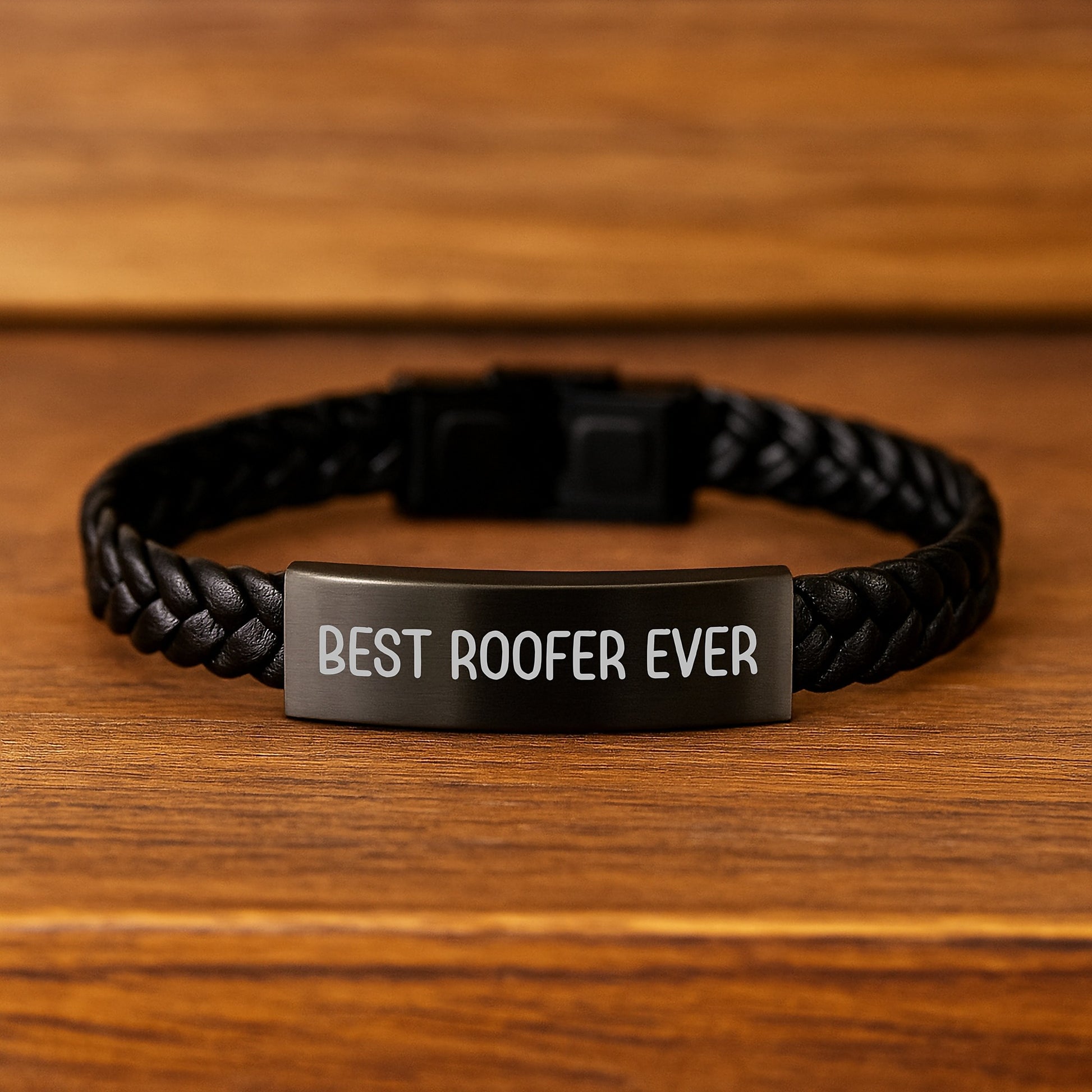 Best Roofer Ever Interlaced Leather Bracelet for Him Birthday Gift - Image 2