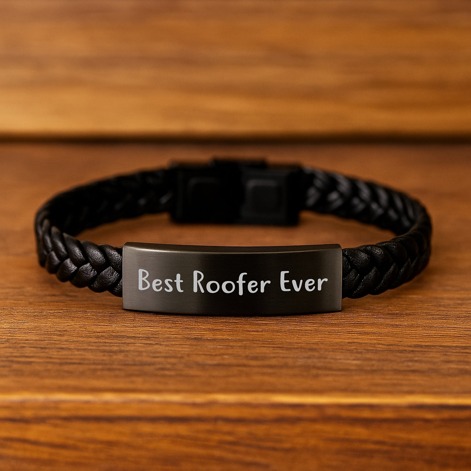 Birthday Gift Best Roofer Ever Interlaced Leather Bracelet for Her - Image 2