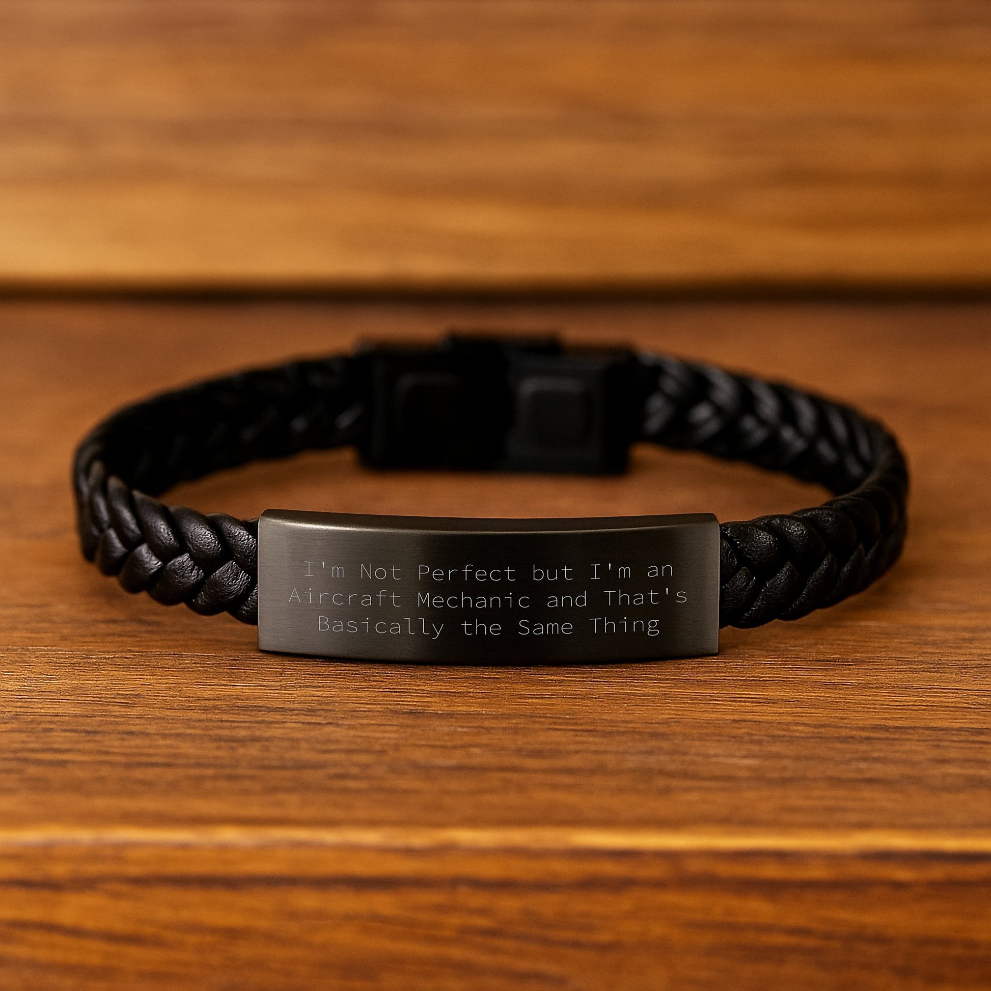 Aircraft Mechanic Interlaced Leather Bracelet for Him Birthday Gift - Image 2
