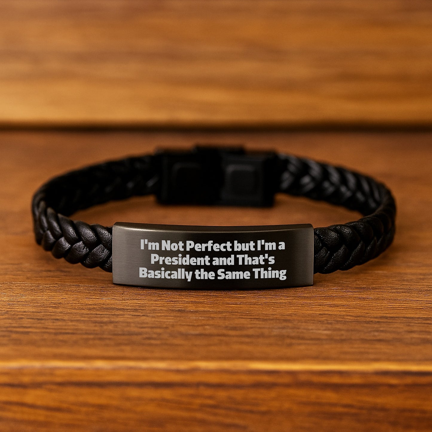 President Keepsake Interlaced Leather Bracelet for Him Birthday Gift - Image 2