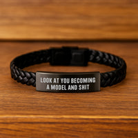Load image into Gallery viewer, Funny Model Gifts: Interlaced Leather Bracelet with Inspirational Quote for Graduation, Gifts from Friends to Model, Unique Model Accessory - Image 2
