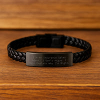Load image into Gallery viewer, Insurance Sales Agent Humor Gifts, Interlaced Leather Bracelets for Men, Funny Quote, Gifts from Family for Graduation Unique Gifts for Insurance Sales Agent - Image 2
