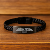 Load image into Gallery viewer, Funny Dentist Quote Interlaced Leather Bracelent Gifts from Men, Birthday Unique Gifts for Dentist, Friends, Coworkers - Image 2

