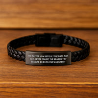 Load image into Gallery viewer, Executive Assistant Inspirational Gifts from Friends, Interlaced Leather Bracelet for Executive Assistants, Never Forget Reason You Became, Birthday Unique Gifts for Men or Women - Image 2
