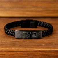 Load image into Gallery viewer, Funny Respiratory Therapist Gifts for Men - Interlaced Leather Bracelet with Sassy Quote, Unique Christmas Unique Gifts from Family to Respiratory Therapist - Image 2
