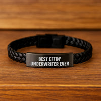 Load image into Gallery viewer, Funny Underwriter Gifts from Friends to Underwriter, Best Effin&#39; Underwriter Ever Interlaced Leather Bracelet, Christmas Unique Gifts for Men or Women - Image 2
