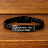 Load image into Gallery viewer, Funny Quote Senator Men Gifts, Interlaced Leather Bracelet for Men, Christmas Unique Presents, Gifts from Friends to Senator - Image 2
