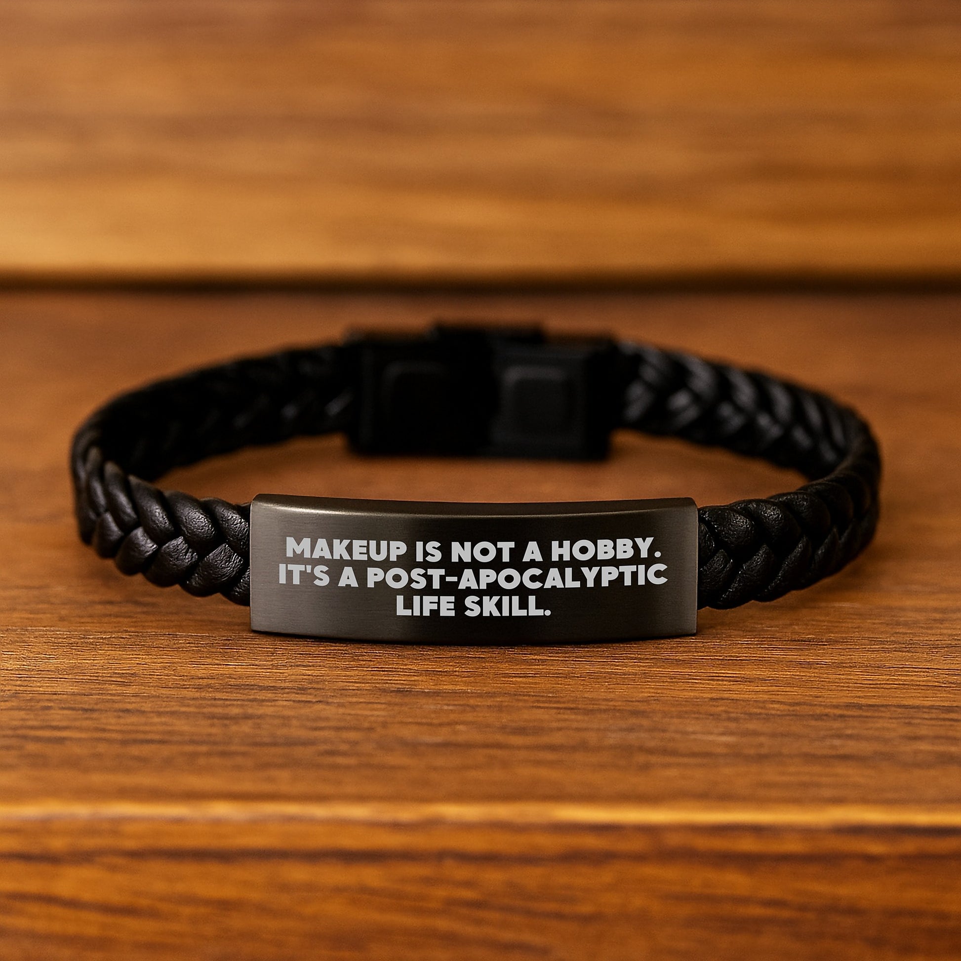 Makeup Enthusiast Gifts from Friends for Women, 'Makeup Is Not A Hobby' Interlaced Leather Bracelet Birthday Unique Presents - Image 2