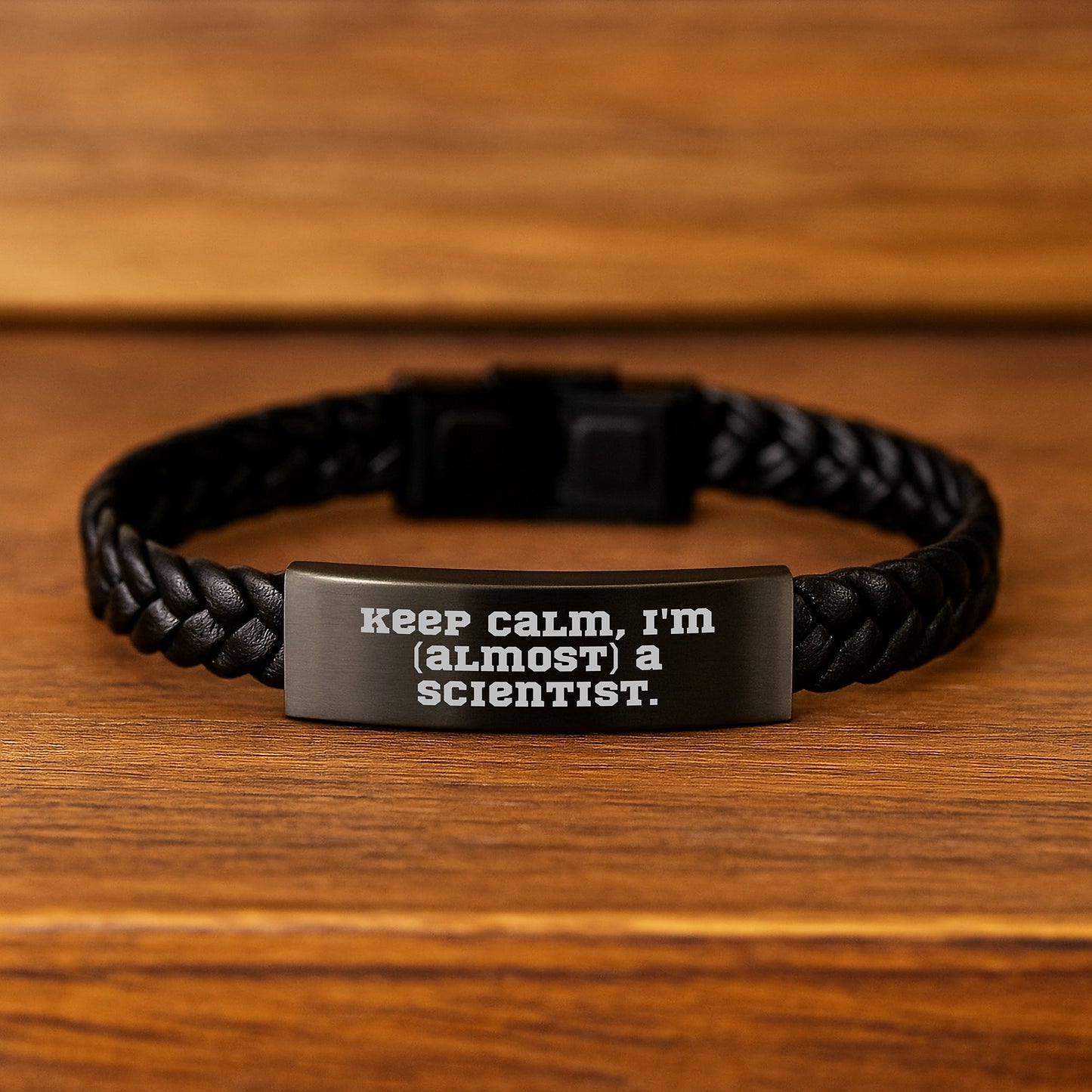 Funny Scientist Gifts for Him, Funny Scientist Mother's Day Unique Gifts from Men, Interlaced Leather Bracelet with Engraved Stainless Steel for Scientist Friends - Image 2
