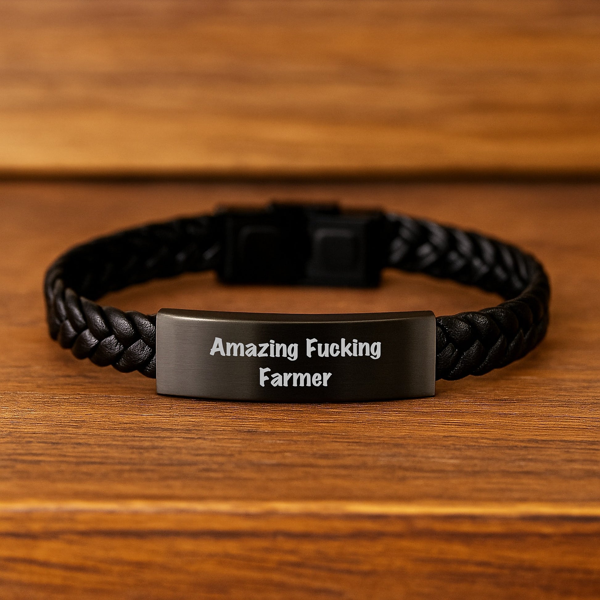'Amazing F--king Farmer' Funny Interlaced Leather Bracelet, Gifts from Friends to Farmer, Birthday Unique Gifts for Farmer, Interlaced Leather Bracelet for Men, Funny Gifts for Farmer - Image 2