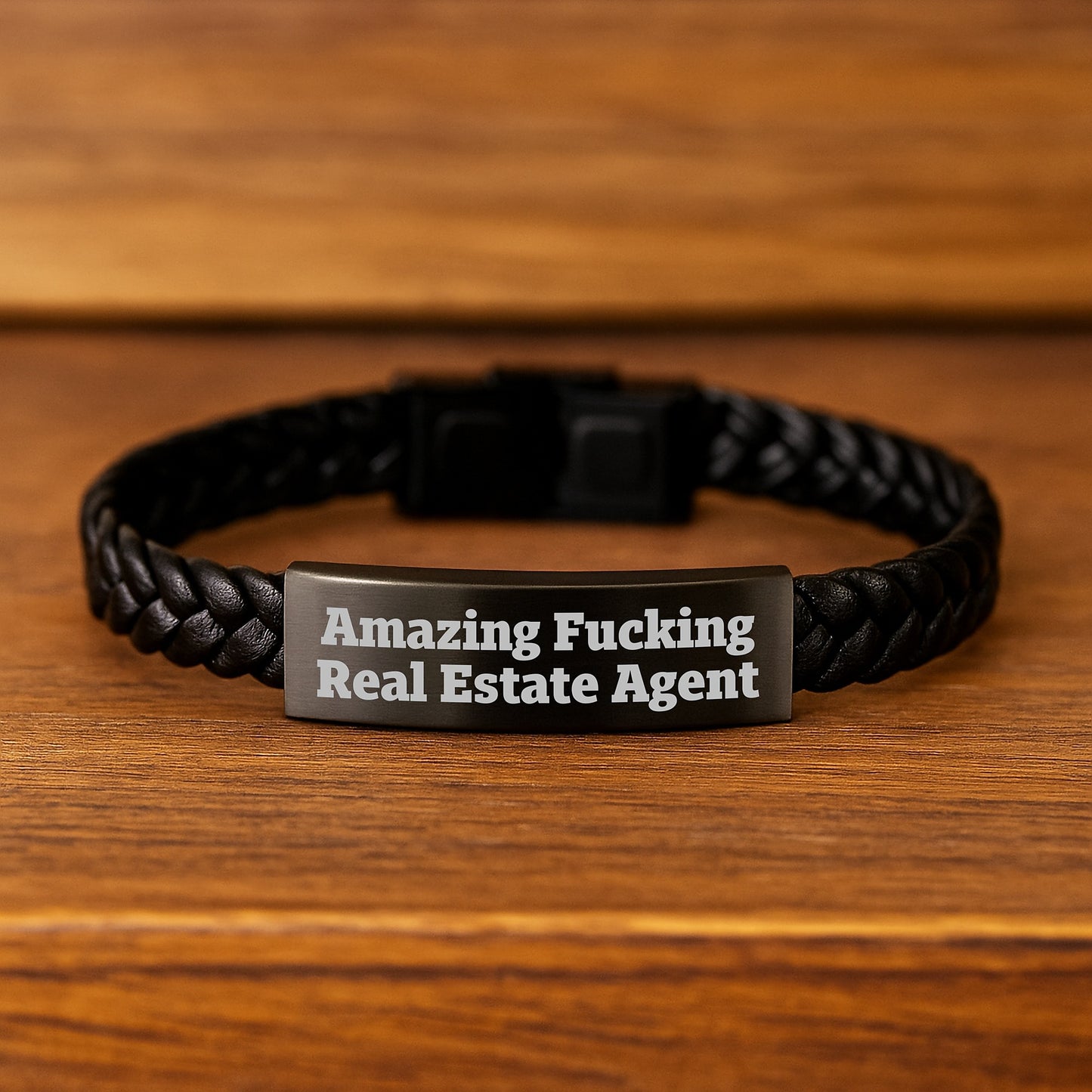 Funny Real Estate Agent Gifts for Men, Amazing Interlaced Leather Bracelet Birthday Unique Gifts from Friends, Stainless Steel and PU Leather - Image 2