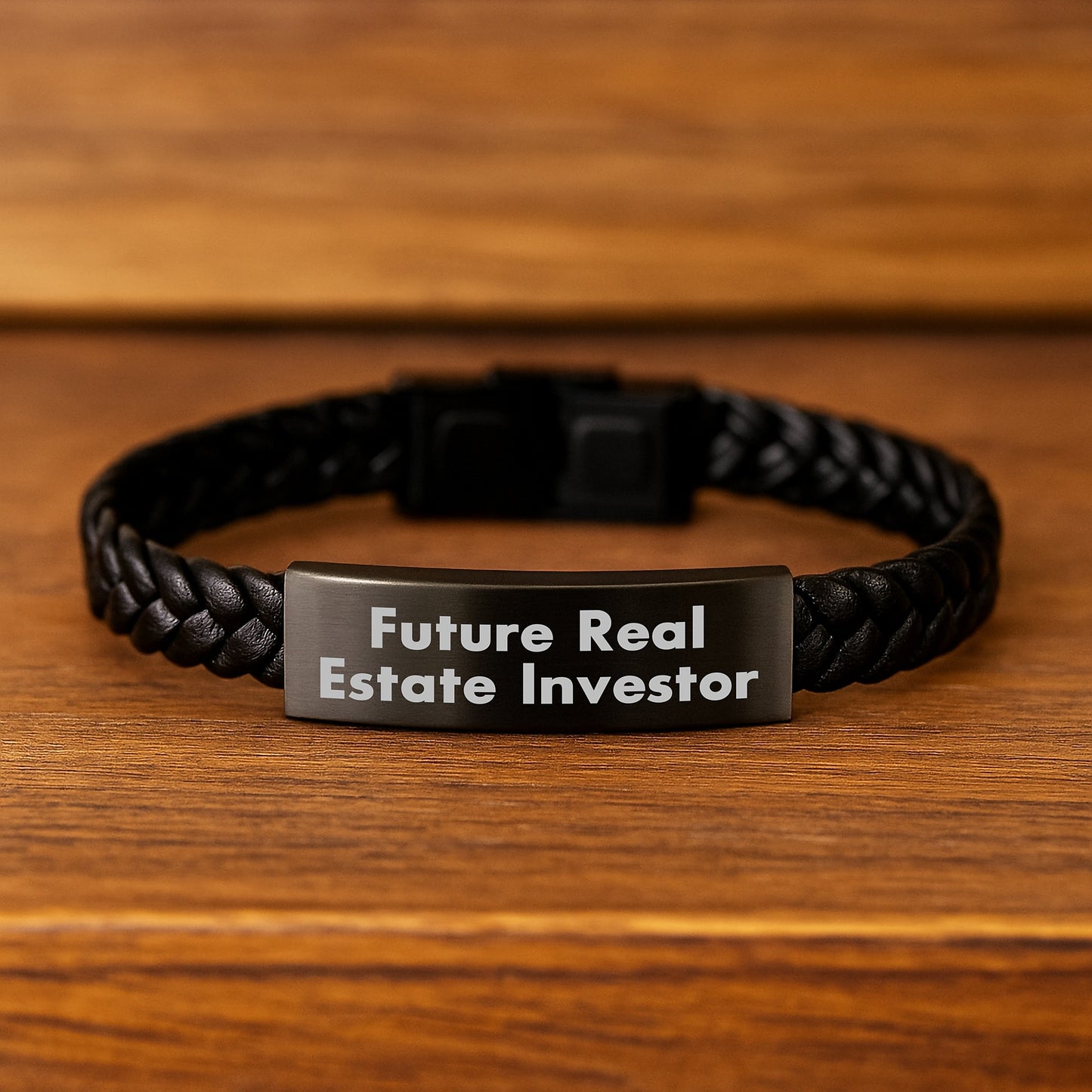 Funny Real Estate Investor Gifts for Men, Valentine's Unique Interlaced Leather Bracelet with 'Future Real Estate Investor, I'm Building Wealth and Making Money' - Image 2