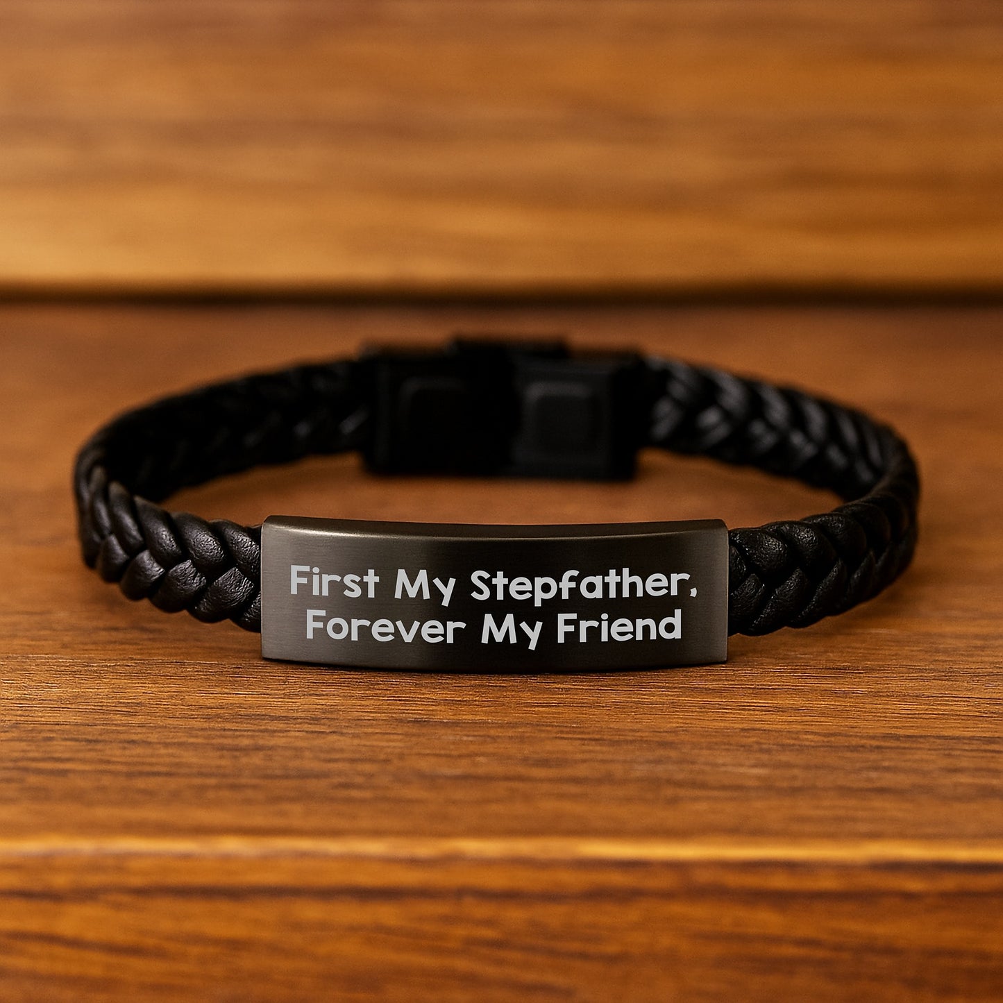 Stepfather Keepsake Interlaced Leather Bracelet for Him Birthday Gift - Image 2