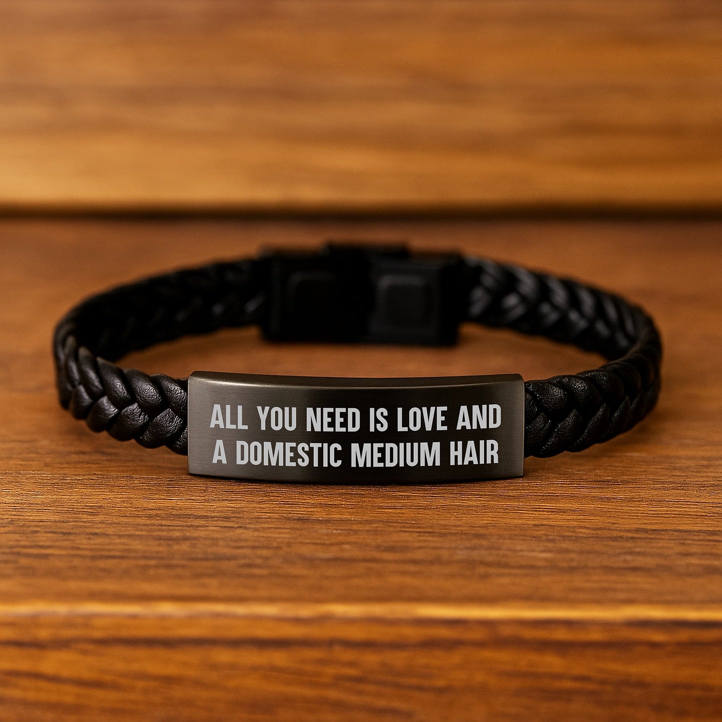 Gifts from Friends for Domestic Medium Hair Cat Lovers - Inspirational Interlaced Leather Bracelet with Engraved Stainless Steel and PU Leather for Graduation Unique Gifts - Image 2