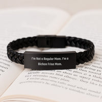 Load image into Gallery viewer, Funny Bichon Frise Dog Gifts for Mom, Valentine's Unique Gifts from Daughter, Interlaced Leather Bracelet with Stainless Steel - Image 3
