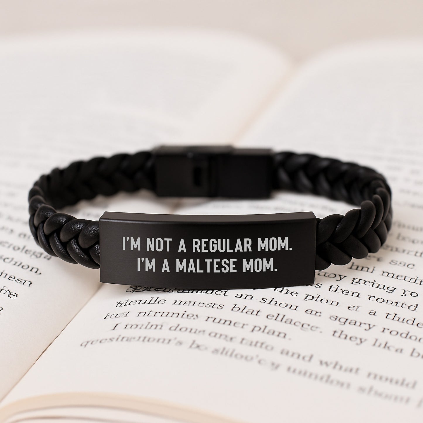 Maltese Mom Keepsake Interlaced Leather Bracelet for Him Birthday Gift - Image 3
