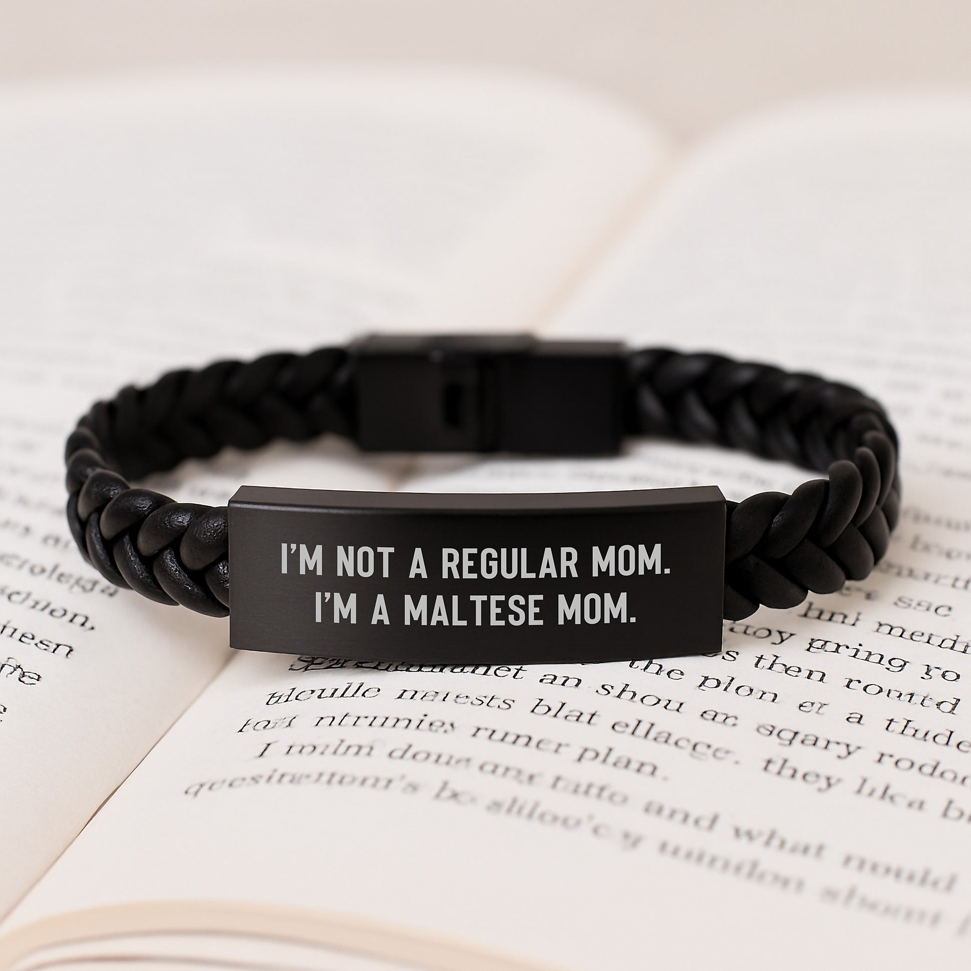 Maltese Mom Keepsake Interlaced Leather Bracelet for Him Birthday Gift - Image 3