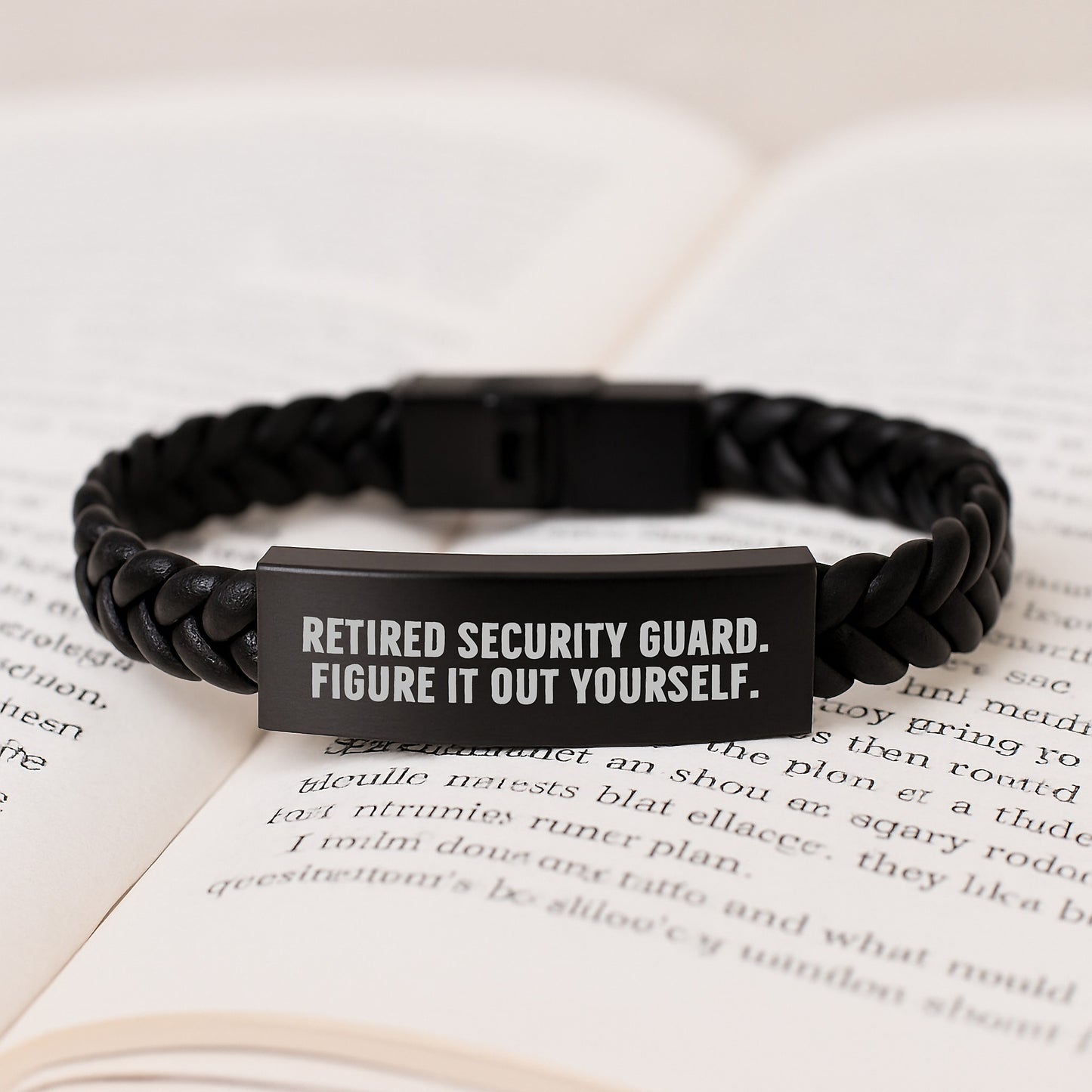 Security Guard Interlaced Leather Bracelet Funny Quote Gift for Men Friends Coworkers - Image 3