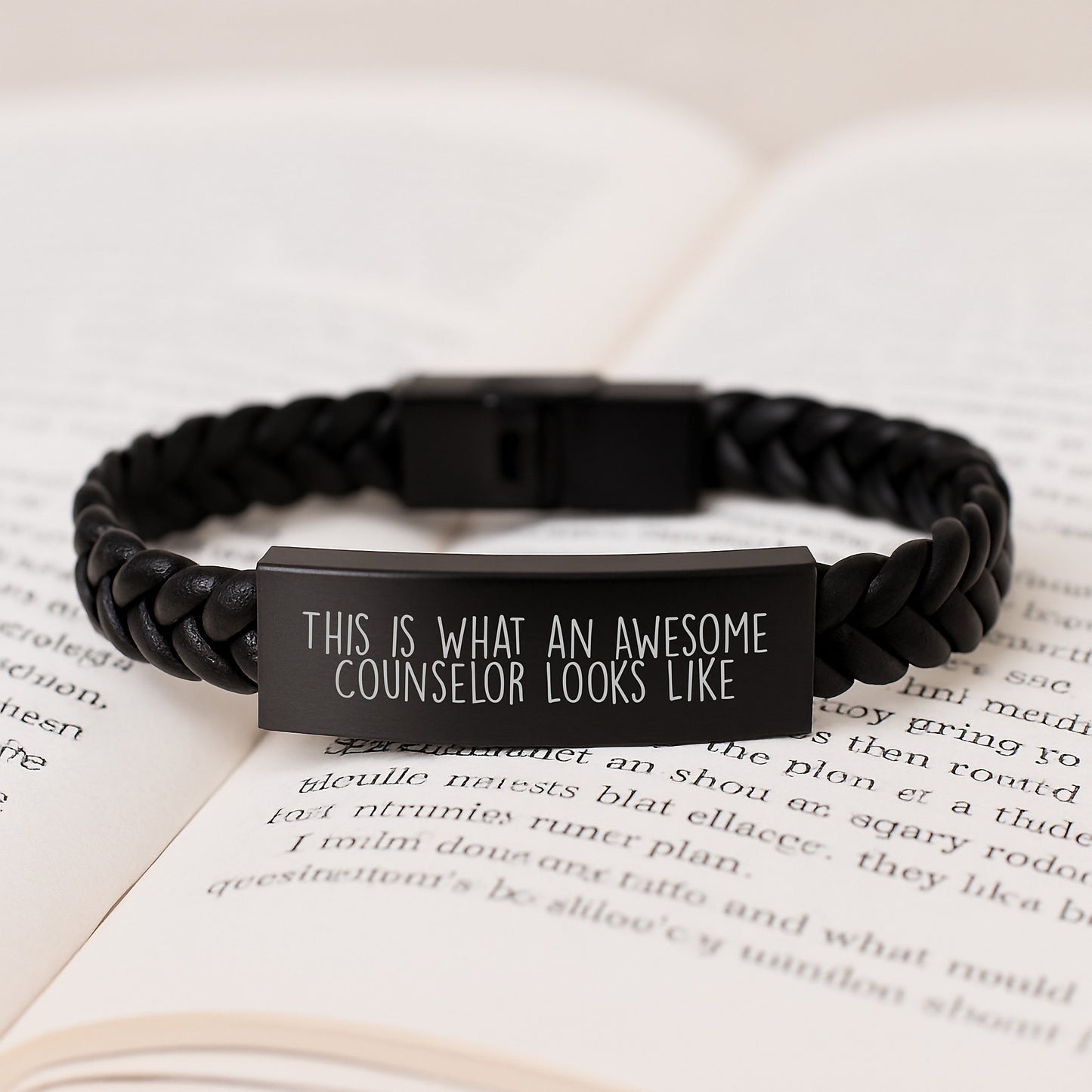 Birthday Gift for Her Counselor Interlaced Leather Bracelet Present - Image 3