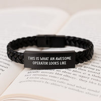 Load image into Gallery viewer, Operator Valentine's Unique Gifts, Gifts from Men, Women, Friends or Coworkers to Operator, Interlaced Leather Bracelet with Funny Quote, This Is What An Awesome Operator Looks Like - Image 3
