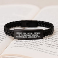 Load image into Gallery viewer, Designing and Making Clothes Inspirational Quote Interlaced Leather Bracelet, Funny Gift from Friends or Family for Designing and Making Clothes Lovers, Birthday Unique Gifts - Image 3
