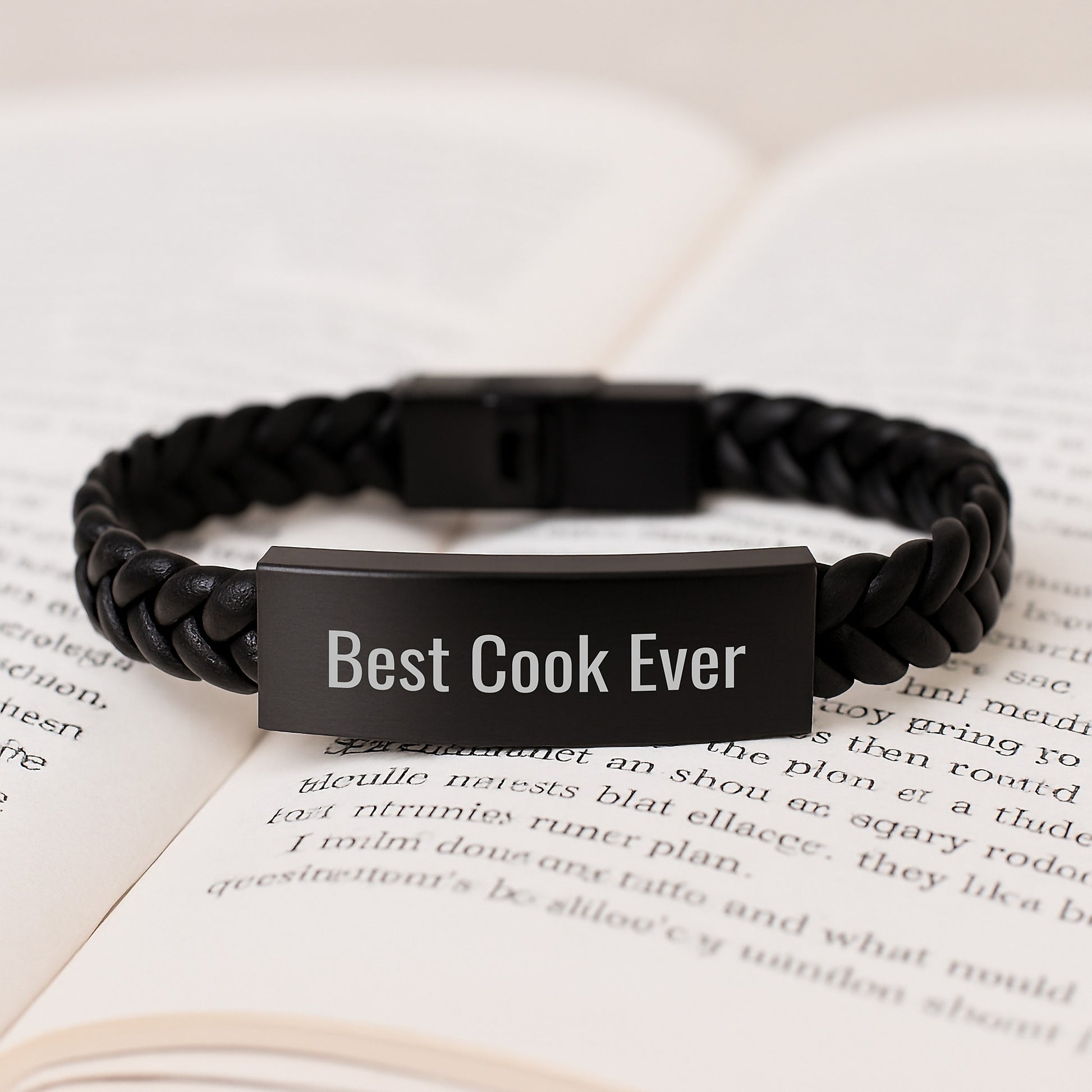 Best Cook Ever Keepsake Interlace Leather Bracelet for Him Birthday Gift - Image 3