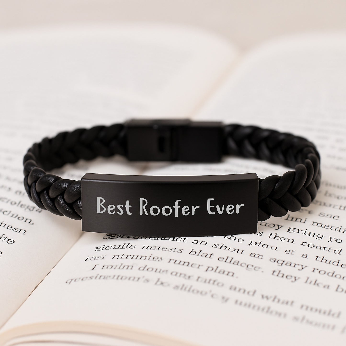 Birthday Gift Best Roofer Ever Interlaced Leather Bracelet for Her - Image 3