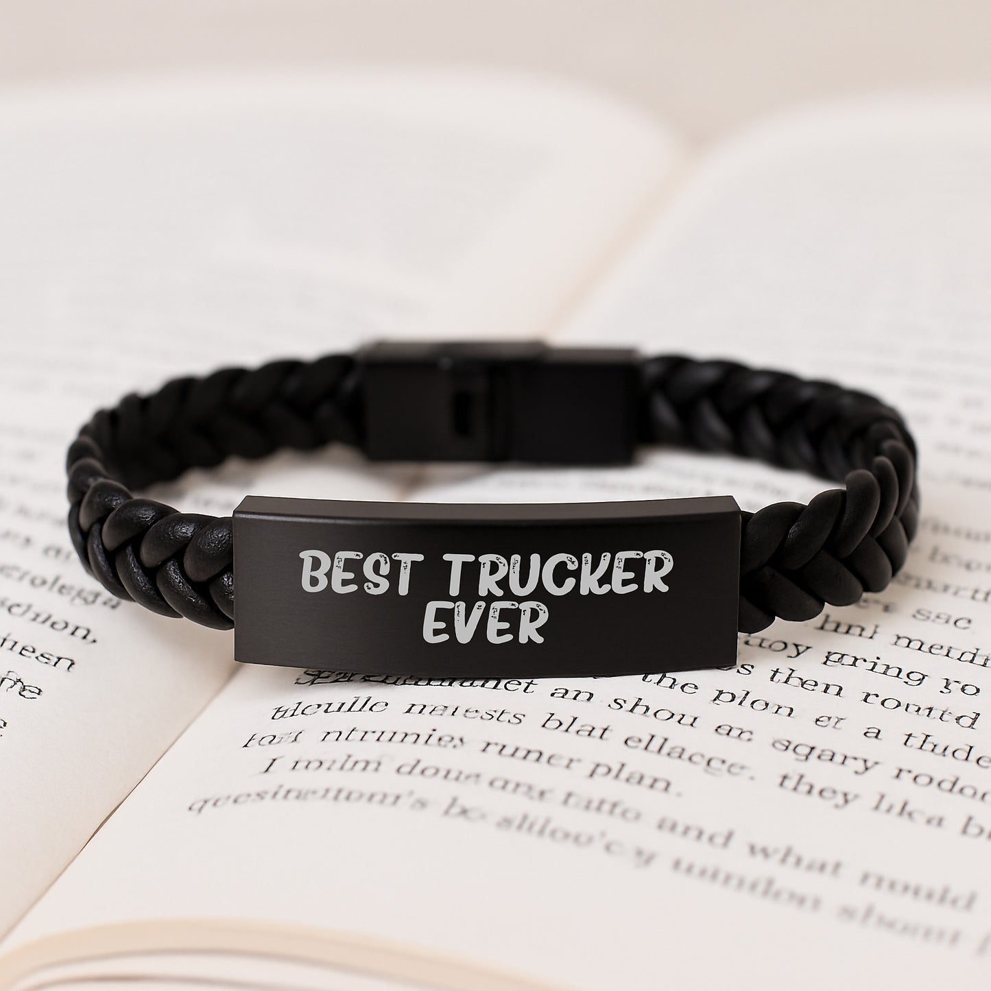 Best Trucker Ever Interlaced Leather Bracelet for Him Birthday Gift - Image 3
