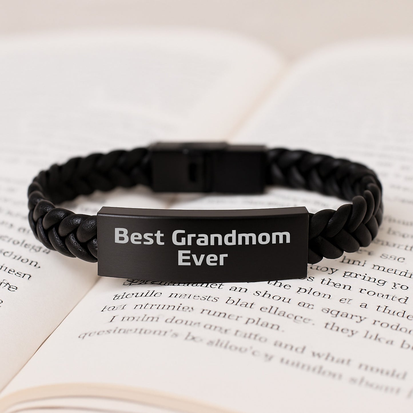 Grandmom Keepsake Interlaced Leather Bracelet for Him Birthday Gift - Image 3