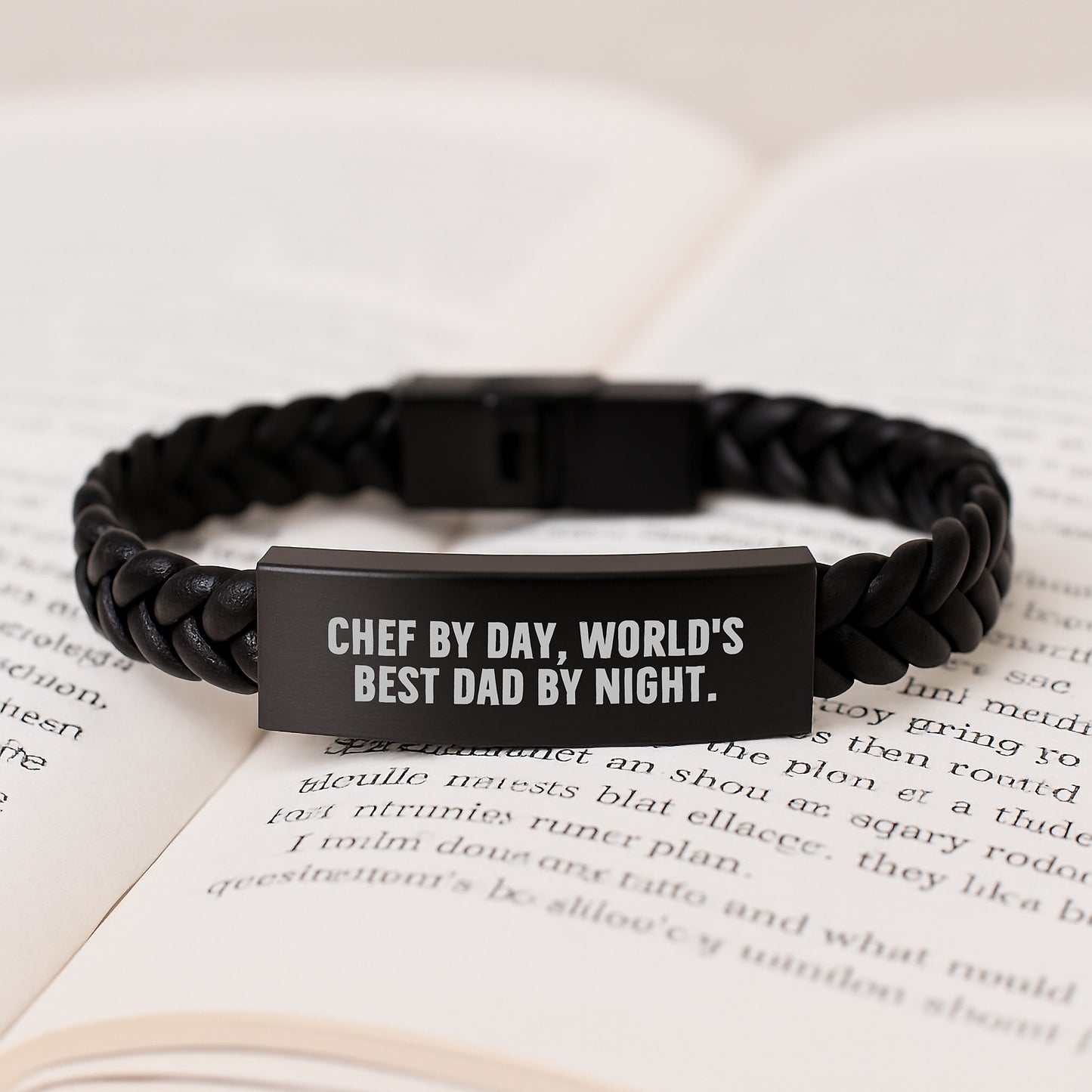 Birthday Gift Chef By Day, World's Best Dad By Night Leather Bracelet - Image 3