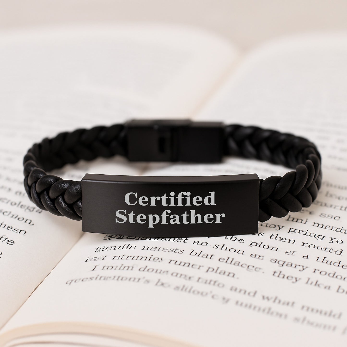 Funny Stepfather Gifts from Family, Unique Interlaced Leather Bracelet for Stepfather, Birthday Unique Gifts for Men - Image 3