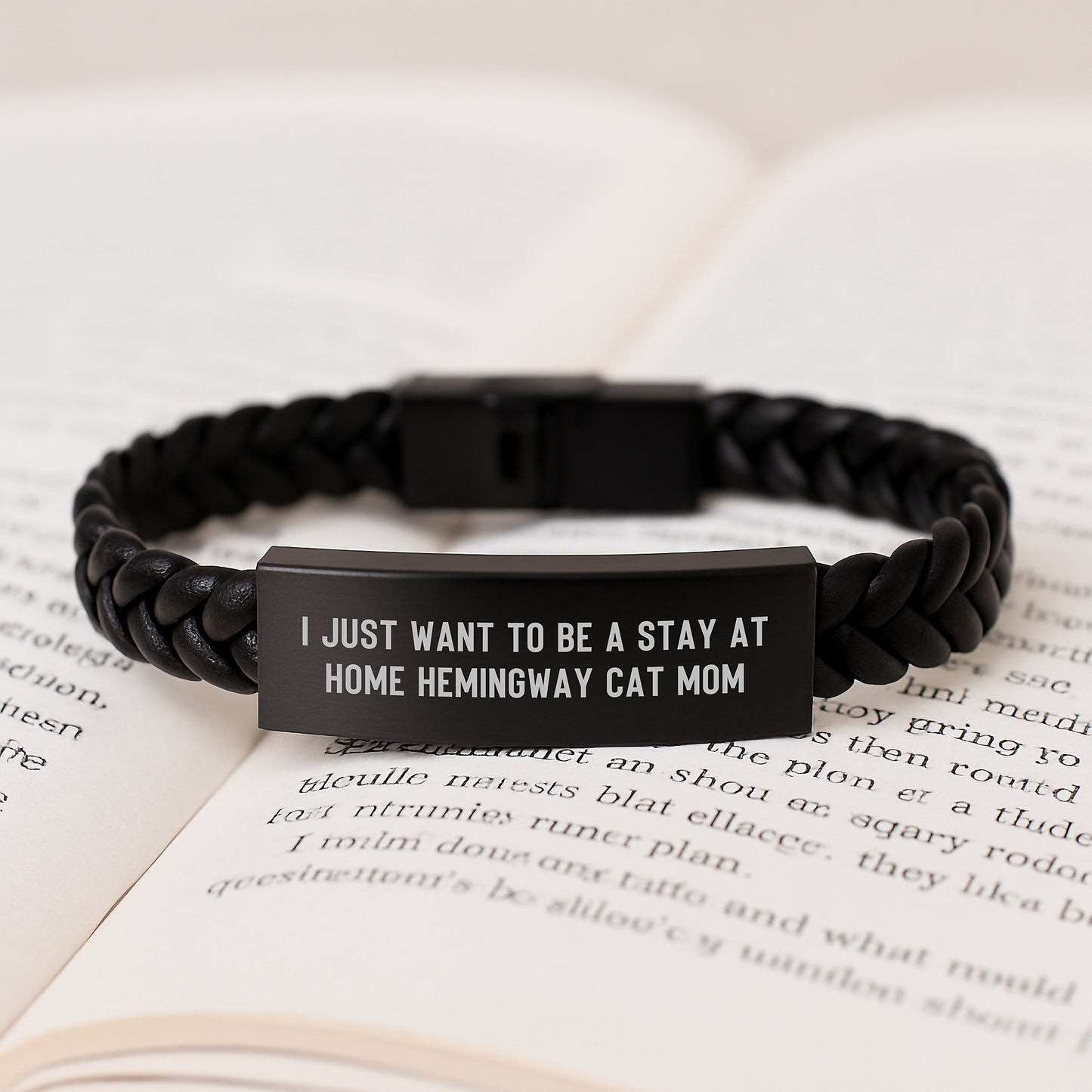 Hemingway Cat Mom Gifts, Funny Quote Interlaced Leather Bracelet, Gifts from Friends for Graduation, Hemingway Cat Enthusiast - Image 3