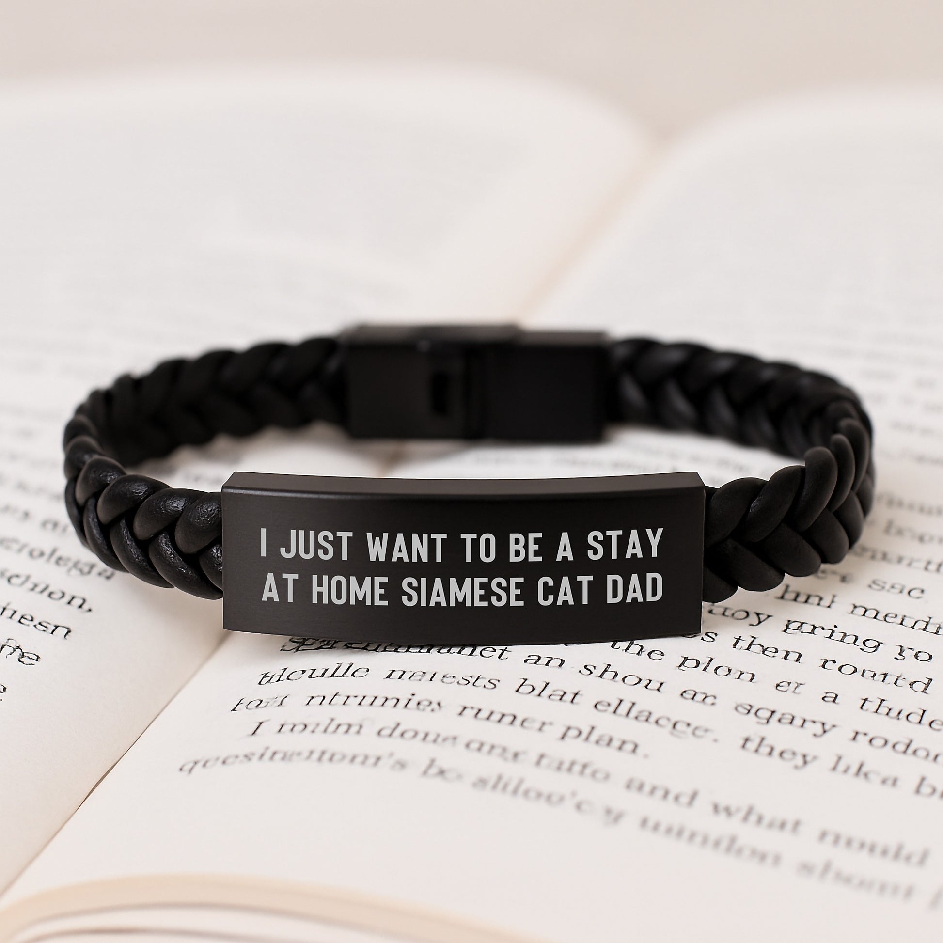Funny Siamese Cat Dad Gifts for Men Valentine's Unique Interlaced Leather Bracelet, Gifts from Men to Son for Valentine's - Image 3