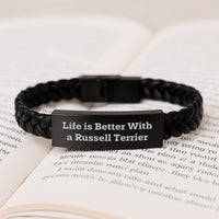 Load image into Gallery viewer, Russell Terrier Dog Interlaced Leather Bracelet Gifts from Friends - Life Is Better With A Russell Terrier - Graduation Unique Gifts for Men Women Family - Image 3
