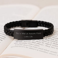 Load image into Gallery viewer, Funny Friend Gifts from Men to Friends Quotes Interlaced Leather Bracelet for Graduation - This Is What An Awesome Friend Looks Like - Image 3
