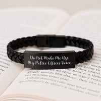 Load image into Gallery viewer, Police Officer Gifts Funny Quote Interlaced Leather Bracelet, Gifts from Friends for Police Officer Graduation Unique Gifts, Do Not Make Me Use My Police Officer Voice - Image 3
