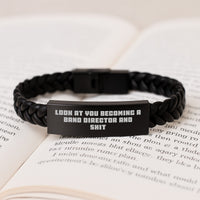 Load image into Gallery viewer, Funny Graduation Gifts for Band Director - Interlaced Leather Bracelet with Quirky Quote - Image 3
