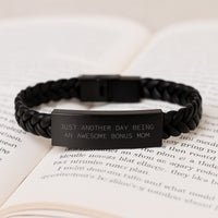 Load image into Gallery viewer, Bonus Mom Gifts, Funny Quote Interlaced Leather Bracelet, Gifts from Men to Women, Graduation Unique Celebrations for Awesome Bonus Mom - Image 3
