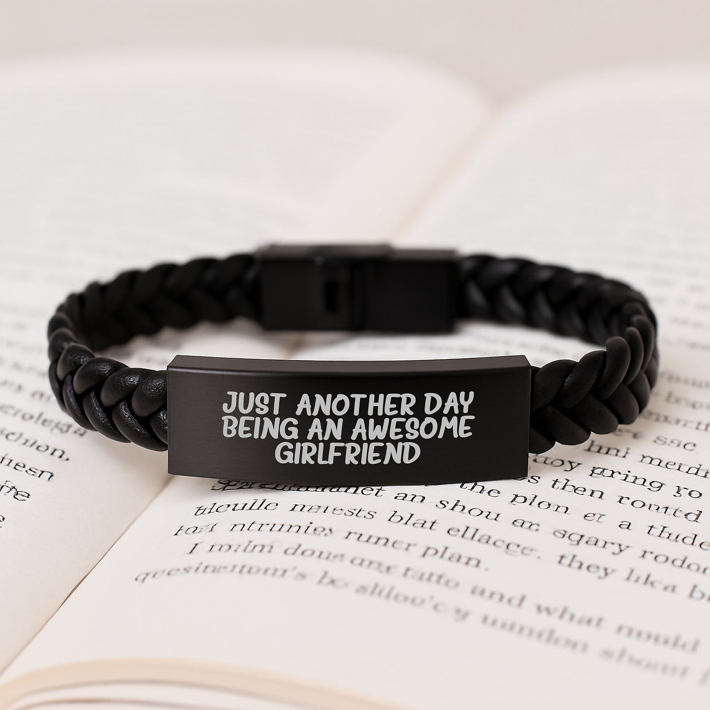 Funny Sweetheart Gifts, Interlaced Leather Bracelet with Quote Just Another Day Being An Awesome Sweetheart, Gifts from Men to Sweetheart, Graduation Unique Gifts - Image 3