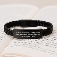 Load image into Gallery viewer, Writer Gifts: Funny Quote Interlaced Leather Bracelet, Gifts from Friends for Writer, Unique Graduation Gifts for Him or Her - Image 3
