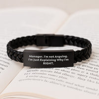 Load image into Gallery viewer, Funny Manager Gifts from Friends, Inspirational Interlaced Leather Bracelet for Men, Graduation Unique Gifts for Manager, I&#39;m Not Arguing. I&#39;m Just Explaining Why I&#39;m Right. - Image 3
