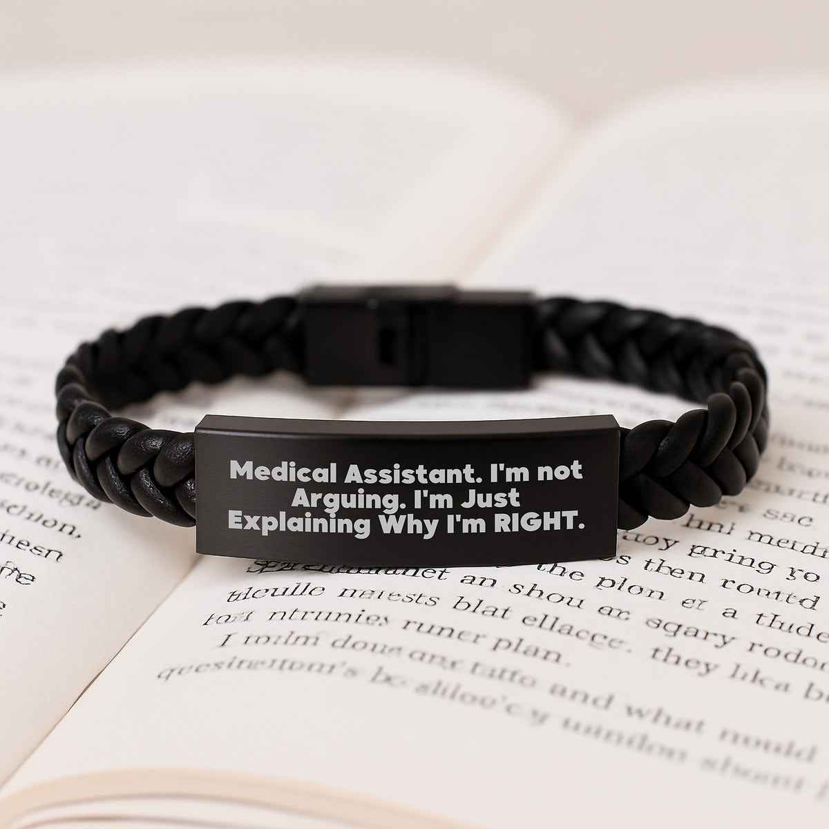 Medical Assistant Graduation Gifts Funny Interlaced Leather Bracelet Gifts from Friends, Gifts for Medical Assistant, 'I'm Not Arguing. I'm Just Explaining Why I'm Right.' - Image 3