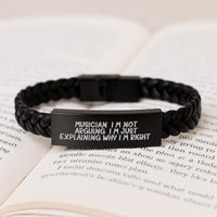Load image into Gallery viewer, Funny Musician Gifts for Men - Interlaced Leather Bracelet, &#39;I&#39;m Not Arguing. I&#39;m Just Explaining Why I&#39;m Right.&#39; Quote, Stainless Steel and PU Leather, Graduation Unique Gifts from Friends - Image 3
