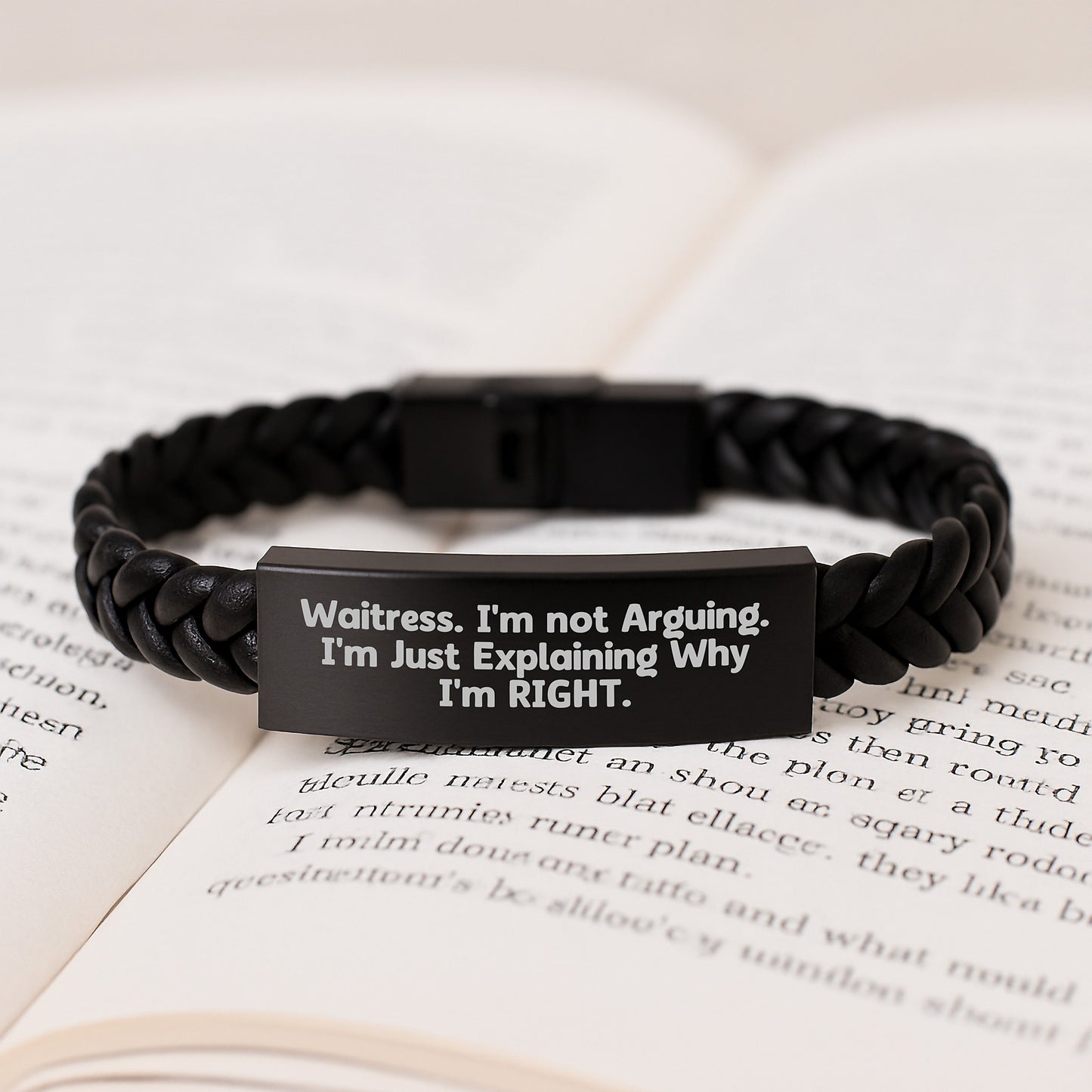 Waitress Humor Gifts from Friends or Family for Waitress, Funny Interlaced Leather Bracelet, Graduation Unique Gifts - Image 3