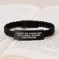 Load image into Gallery viewer, Electrician Humor Interlaced Leather Bracelte Gift for Men from Friends Birthday Unique Presents - Image 3
